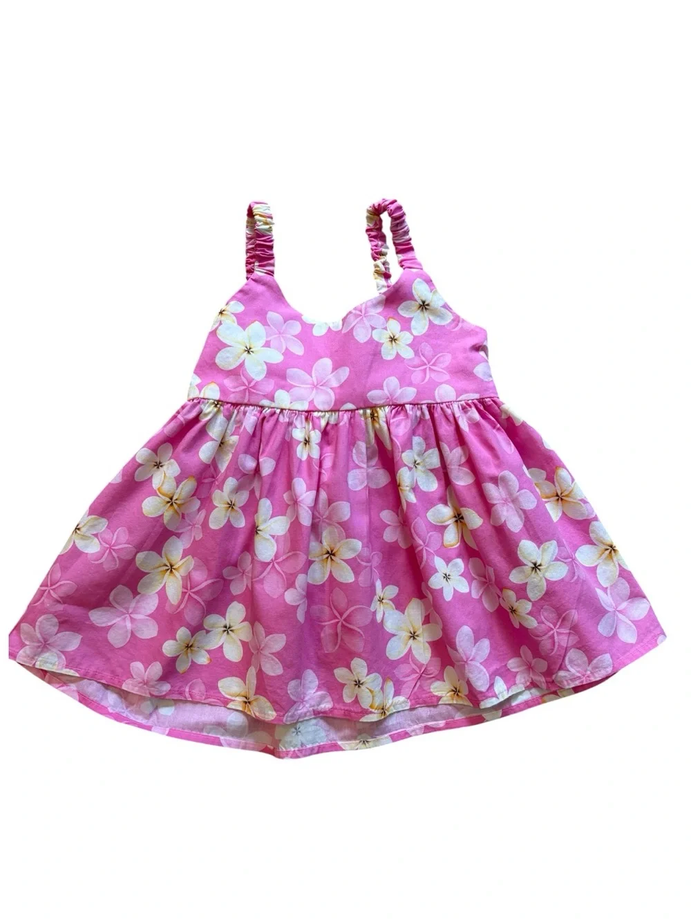 KY'S Vintage Y2K Hawaiian Floral Pink Baby Dress 1-2